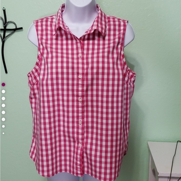 J. CREW pink plaid button down top - Picture 1 of 9